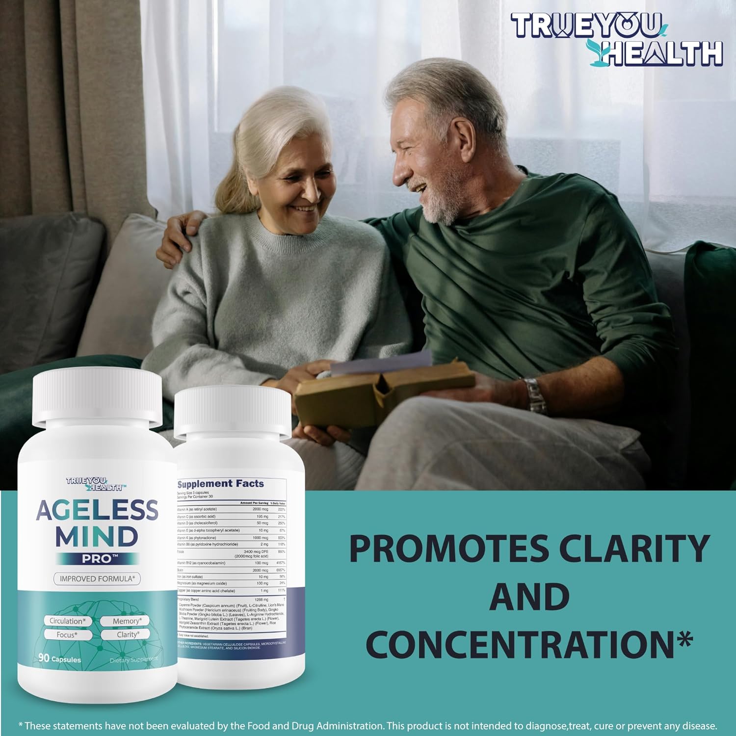 Ageless Mind Pro - Our Best Nootropic Brain Supplements For Memory And Focus - Lions Mane Mushroom Supplement Capsules For Youthful Brain Performance - Brain Booster - Ageless Brain Support Supplement