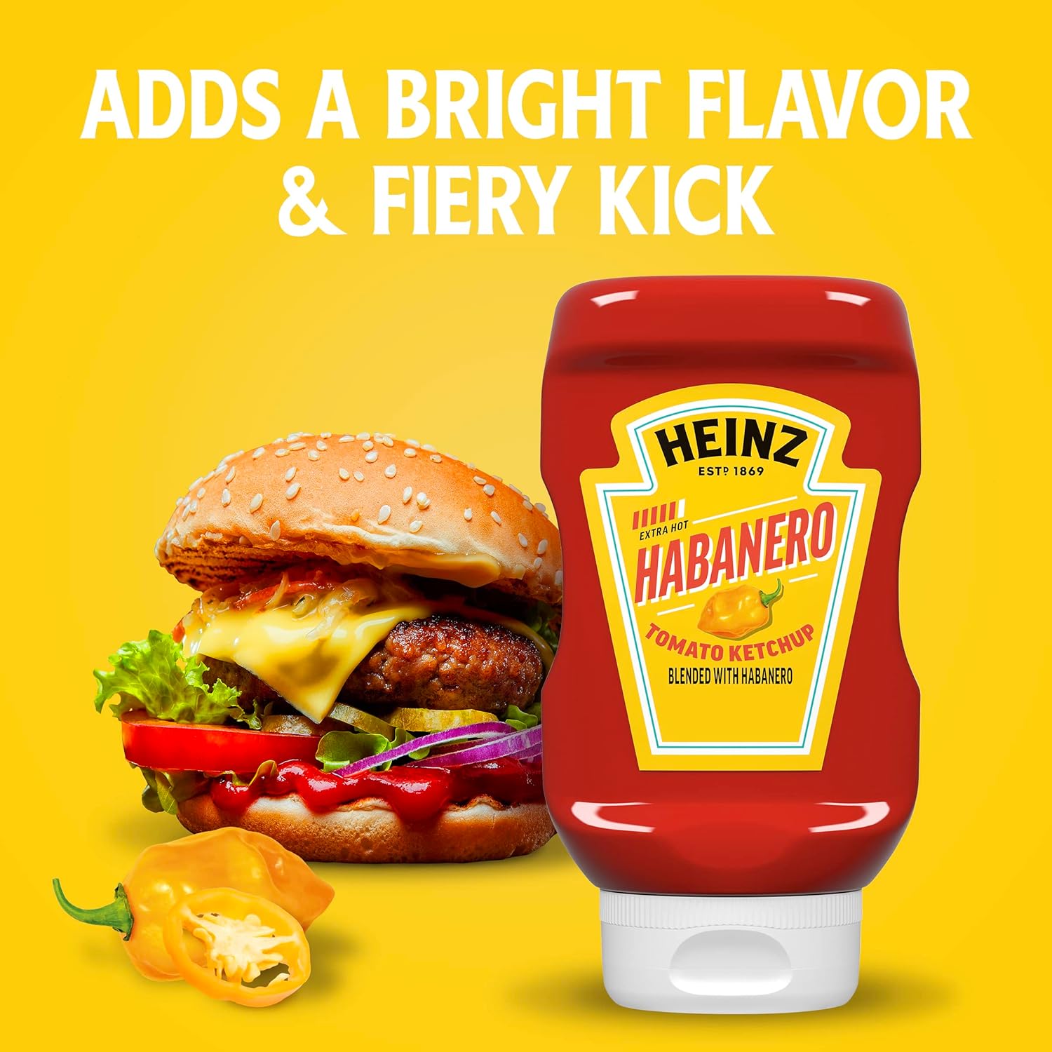 Heinz Tomato Ketchup Blended With Habanero, 14 Oz Squeeze Bottle