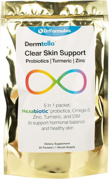 DrFormulas Dermtella Clear Skin Support Packs | Pills with Zinc, Probi