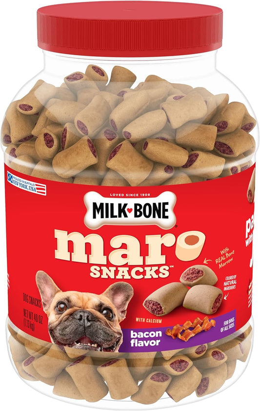 Milk-Bone Marosnacks Dog Treats, Bacon, 40 Ounce (Pack Of 2) With Real Bone Marrow And Calcium