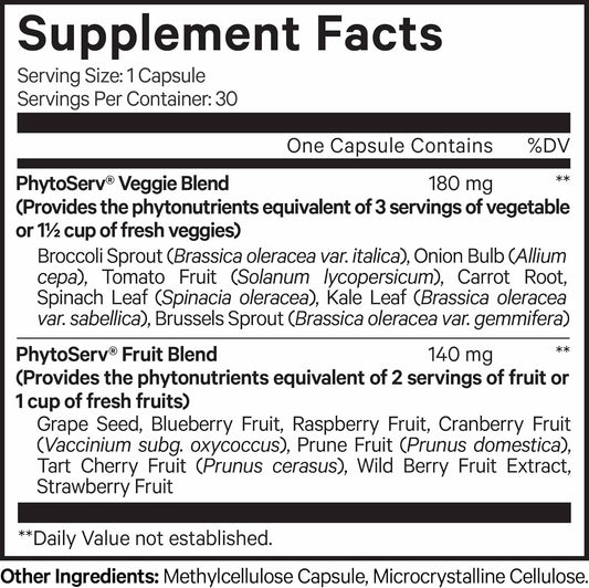 Codeage 5 Servings Of Fruits & Veggies Equivalent In 1 Single Capsule, Whole Food Non-Gmo, 15 Greens & Fruits All-In-One Pill, Eat Vegetables For Wellness Vegan Vitamins Supplement, 30 Ct