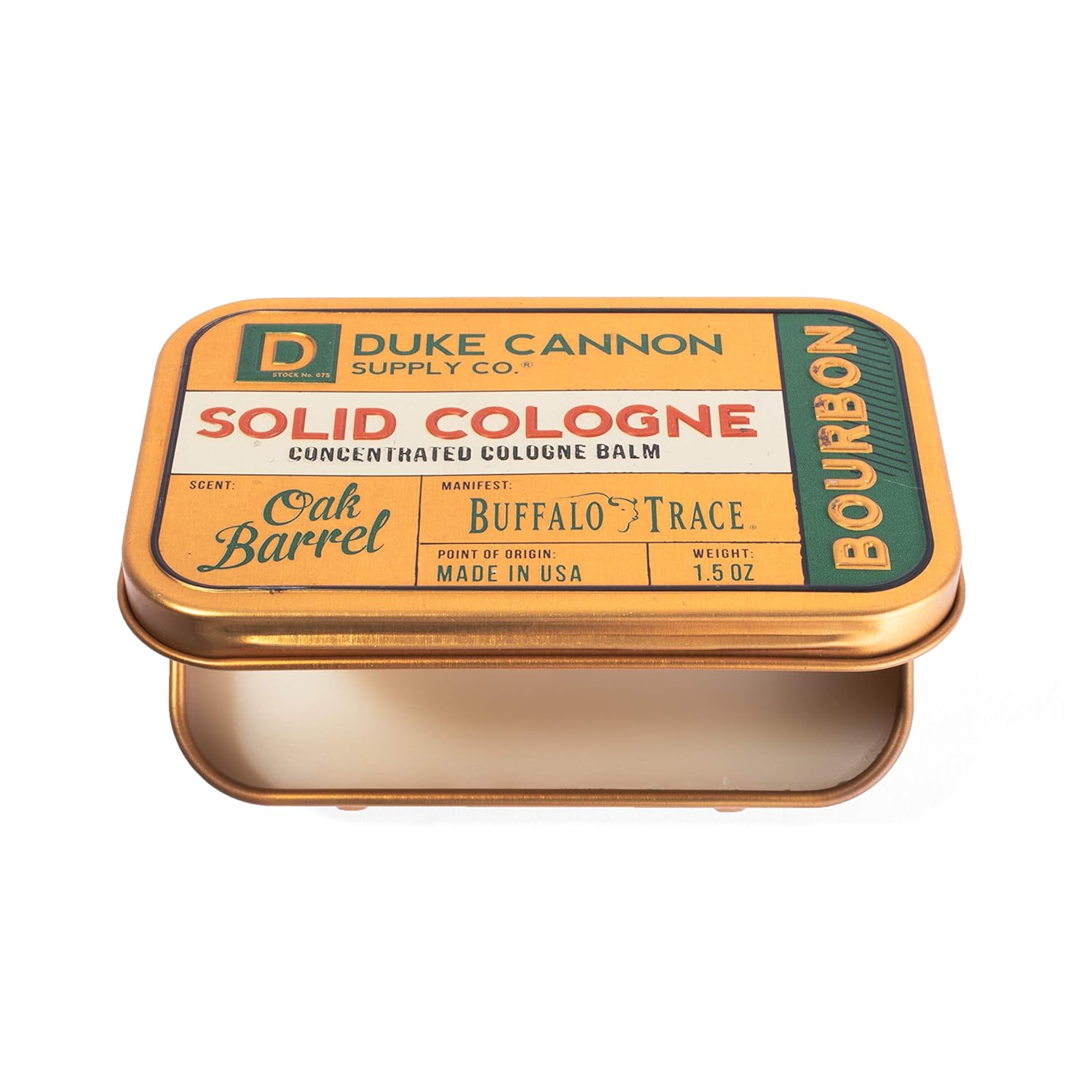 Duke Cannon Supply Co. Solid Cologne For Men Bourbon (Woodsy, Charred Oak Barrel Scent) - Concentrated Balm, Travel-Friendly Convenient Tin, 1.5 Oz : Beauty & Personal Care