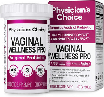 Physician'S Choice Vaginal Probiotics For Women - Unique With Licorice Root - Ph Balance, Odor Control, Yeast, Vaginal Microbiome & Feminine Health - 6B Cfu - Organic Prebiotic, Cranberry - 60 Ct