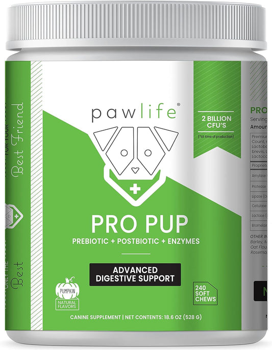 Pawlife Probiotic Chews for Dogs - Pro Pup Dog Probiotics, Veterinarian Formulated Dog Probiotics and Digestive Enzymes, Dog Gut Health Probiotics, Natural Dog Gas Relief (Pumpkin Flavor) : Pet Supplies
