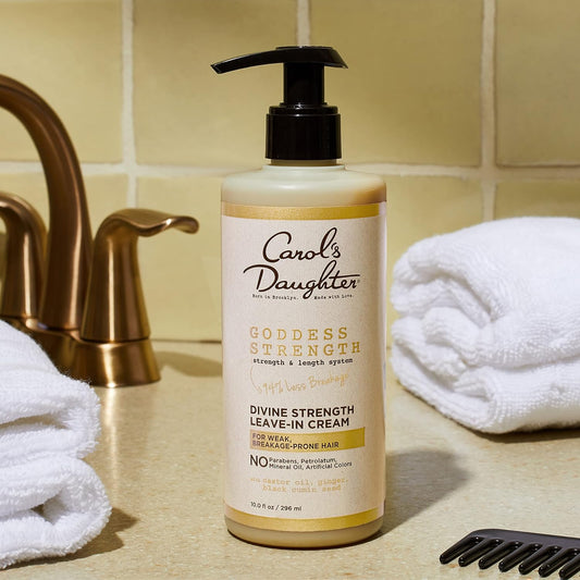 Carol’S Daughter Goddess Strength Hair Care Set- Hair & Scalp Oil And Leave In Conditioner With Castor Oil, Made For Curly, Wavy, Natural Hair, Moisturizing Treatment And Detangler Set