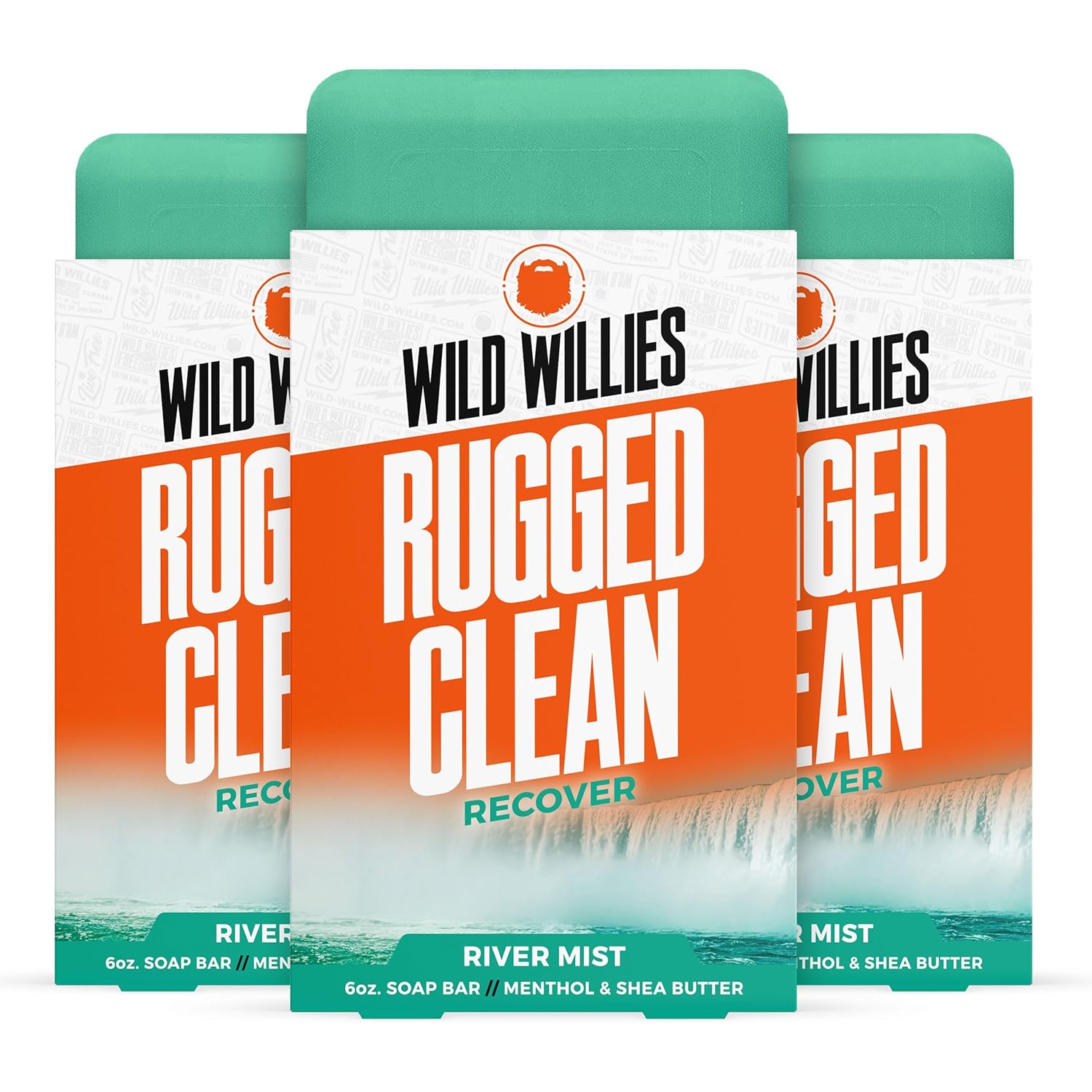 Wild Willies Moisturizing Mens Bar Soap - Bath Soaps With Shea Butter For Odor Protection - Natural Body Bar For Men - Variety Pack, 3 Pack Coastl Drift, Aspen Trail, River Mist