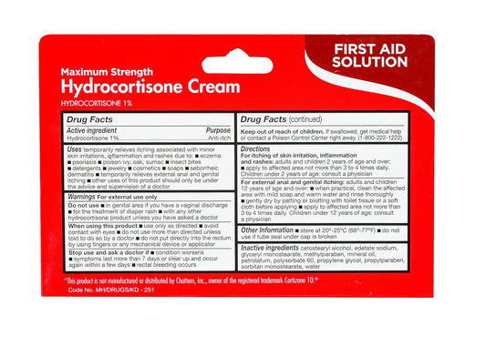 Thera Care Hydrocortisone Cream | Maximum Strength OTC | Itch Irritation and Rash Relief | 1 oz