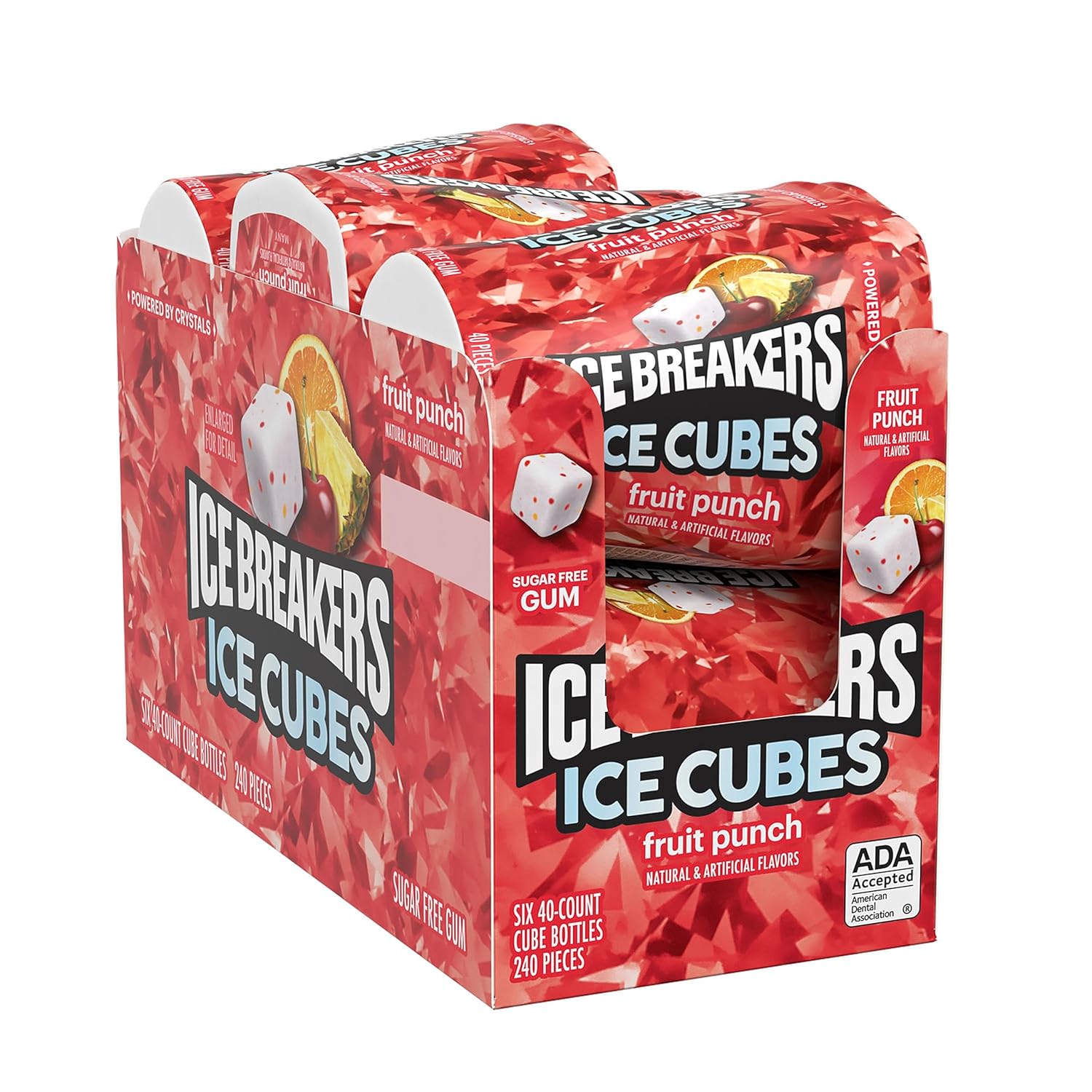 Ice Breakers Ice Cubes Fruit Punch Sugar Free Chewing Gum Bottles, 3.24 Oz (6 Count, 40 Pieces)