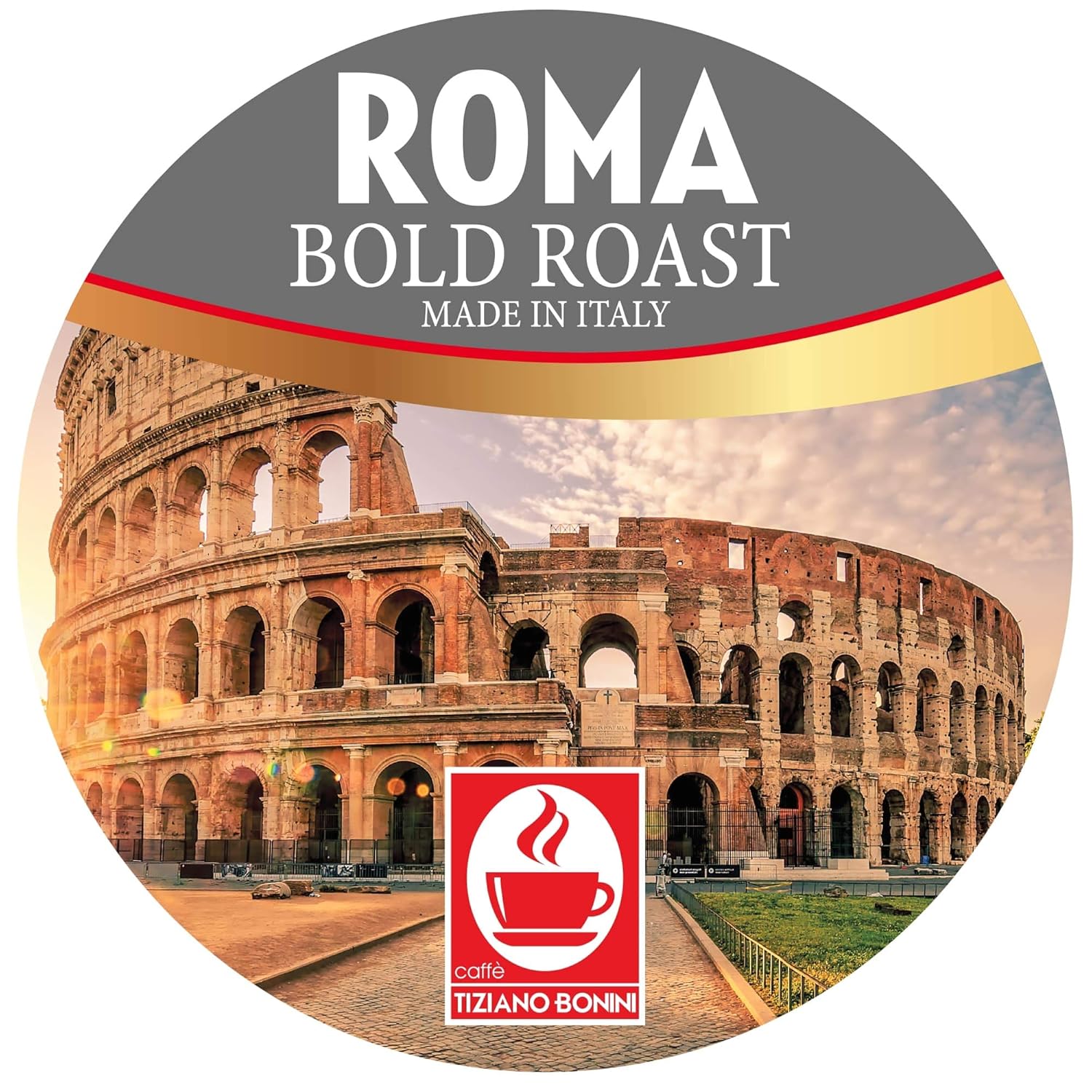Caffe Bonini Roma Bold Roast Coffee, Italian Coffee Pods Dark Roast Cups For K Cups Brewers, Single Serve Dark Roast Coffee Pods For Keurig Machines, 24 Count