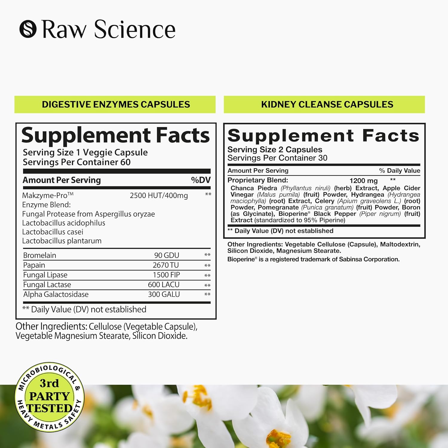 S RAW SCIENCE Immunity and Gut Balance - Digestive Health & Kidney Cleanse Detox - Digestive Enzymes with Probiotics 400mg 60pcs and Urinary Tract & Kidney Support Supplement 60pcs : Health & Household