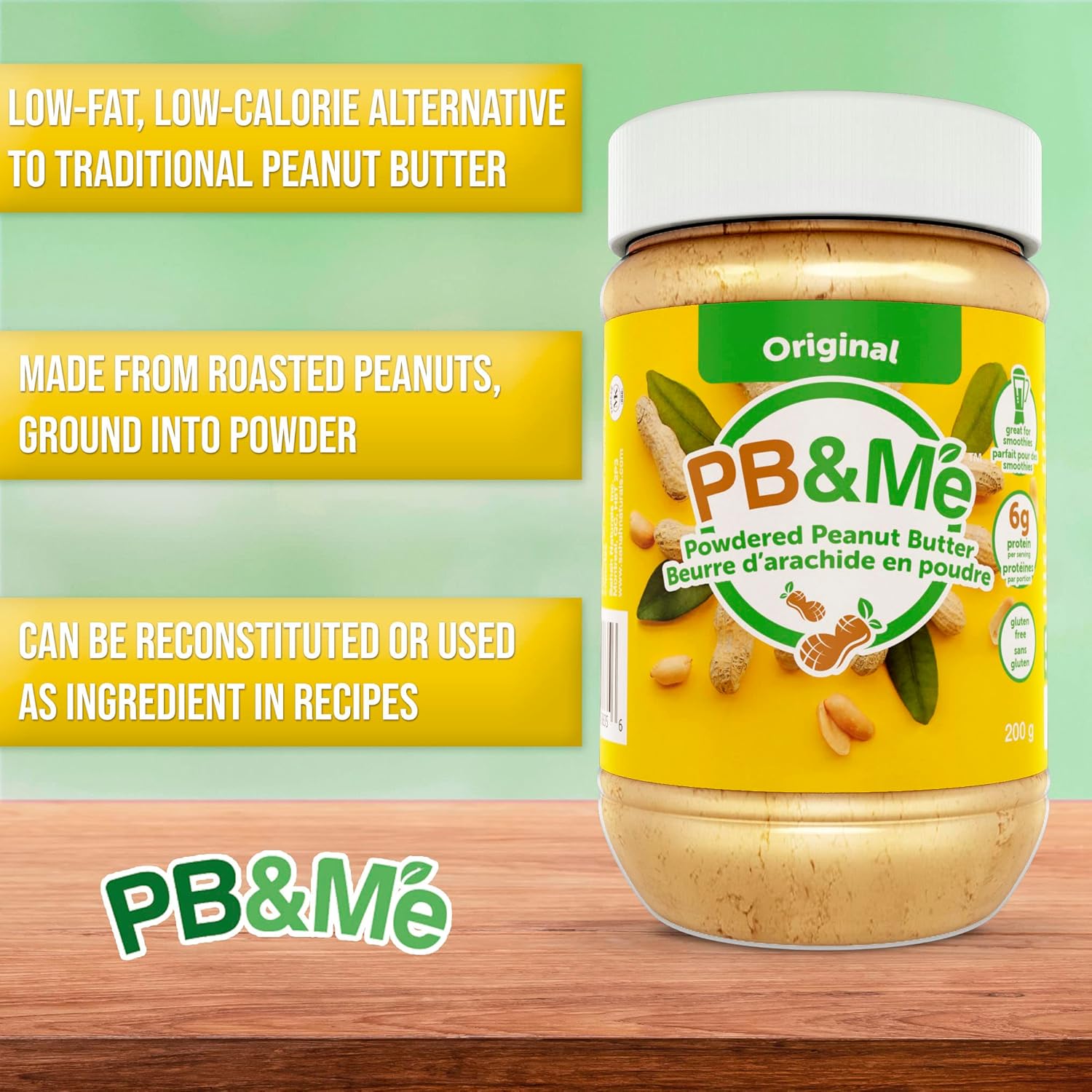 Pb&Me Powdered Peanut Butter - Original Peanut Butter Powder, Peanut Powder For Smoothies, Pb Butter Powder - Peanut Butter Powder Protein, Low Carb Peanut Butter, Low Fat Peanut Butter - 453G Jar : Grocery & Gourmet Food