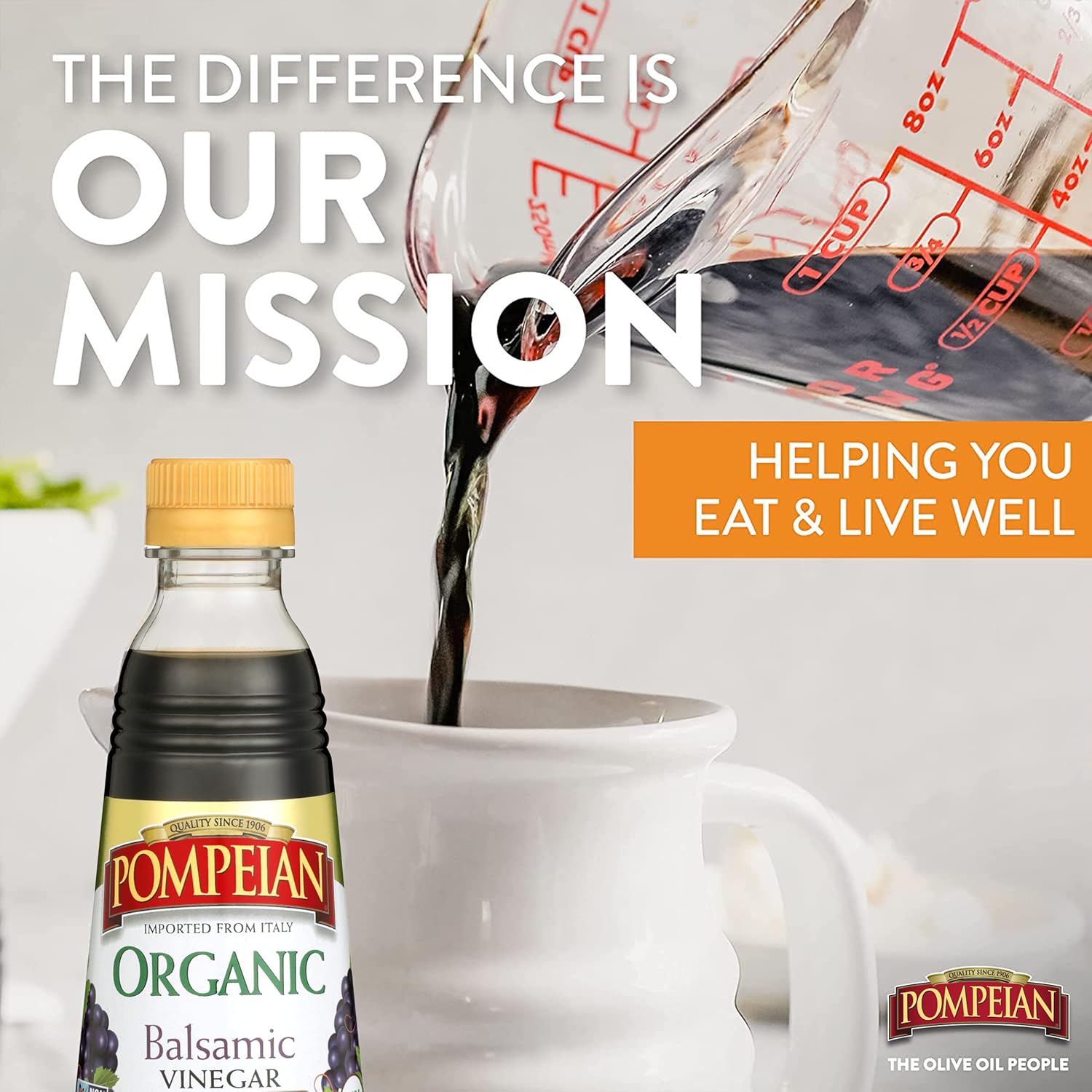 Pompeian Gourmet Organic Balsamic Vinegar, Perfect for Salad Dressings, Marinades & Vegetables, Non-Allergenic, Non-GMO, 16 FL. OZ. : Grocery & Gourmet Food