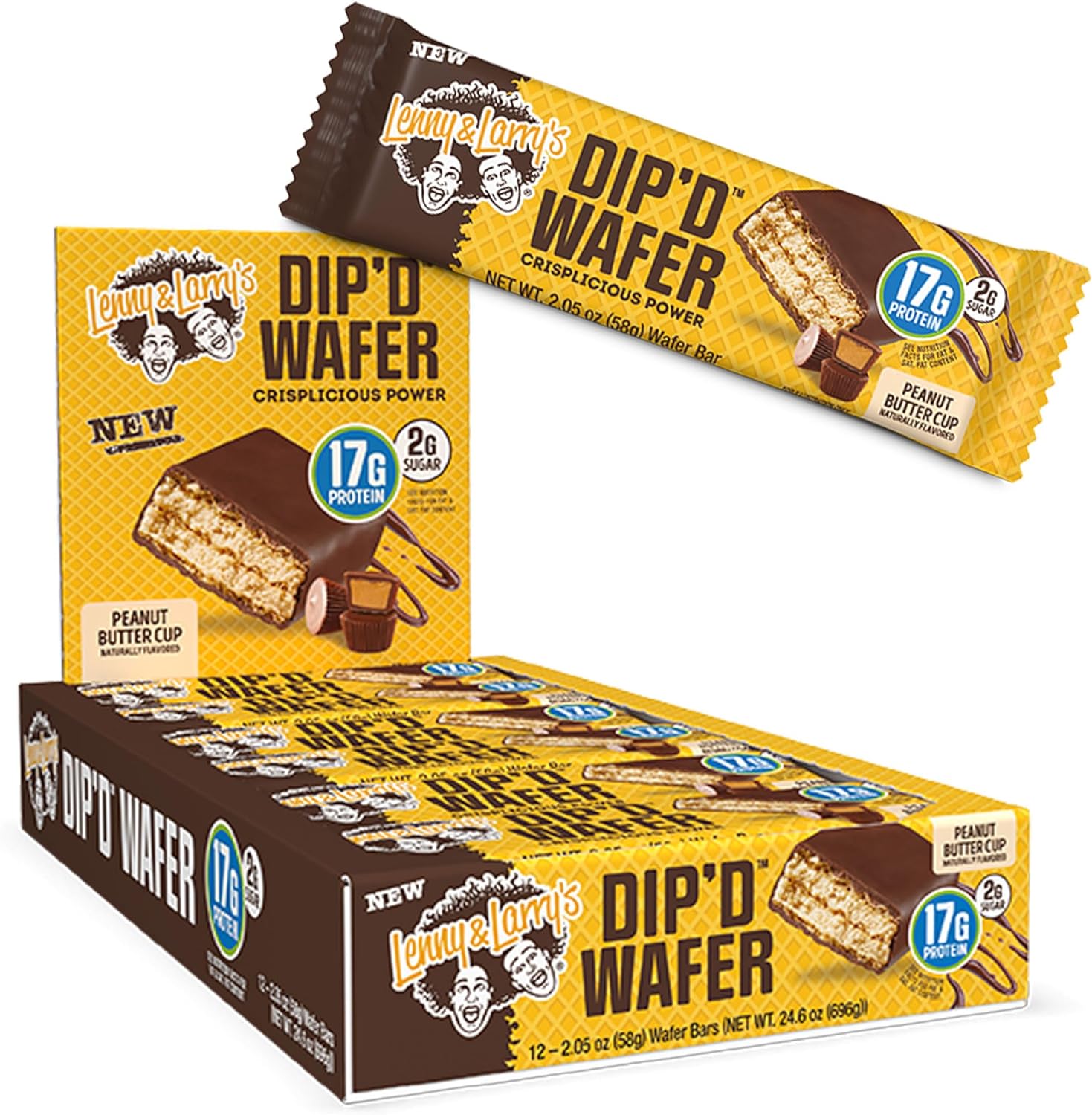 Lenny & Larry's The BOSS! Immunity Bar, Peanut Butter Cup, 17g Dairy & Plant Protein, Probiotics, Box of 12