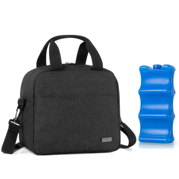 Teamoy Breastmilk Cooler Bag With Ice Pack, Travel Baby Bottle Carrier Tote Bag Fits Up To 6 Large 9 Ounce Bottles, Black