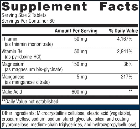 Metagenics Fibroplex Vitamin B1 - Support For Soft Tissues* - 600 Mg Malic Acid & 150 Mg Magnesium - Neuromuscular Health* - Premier Dietary Supplement - 120 Tablets