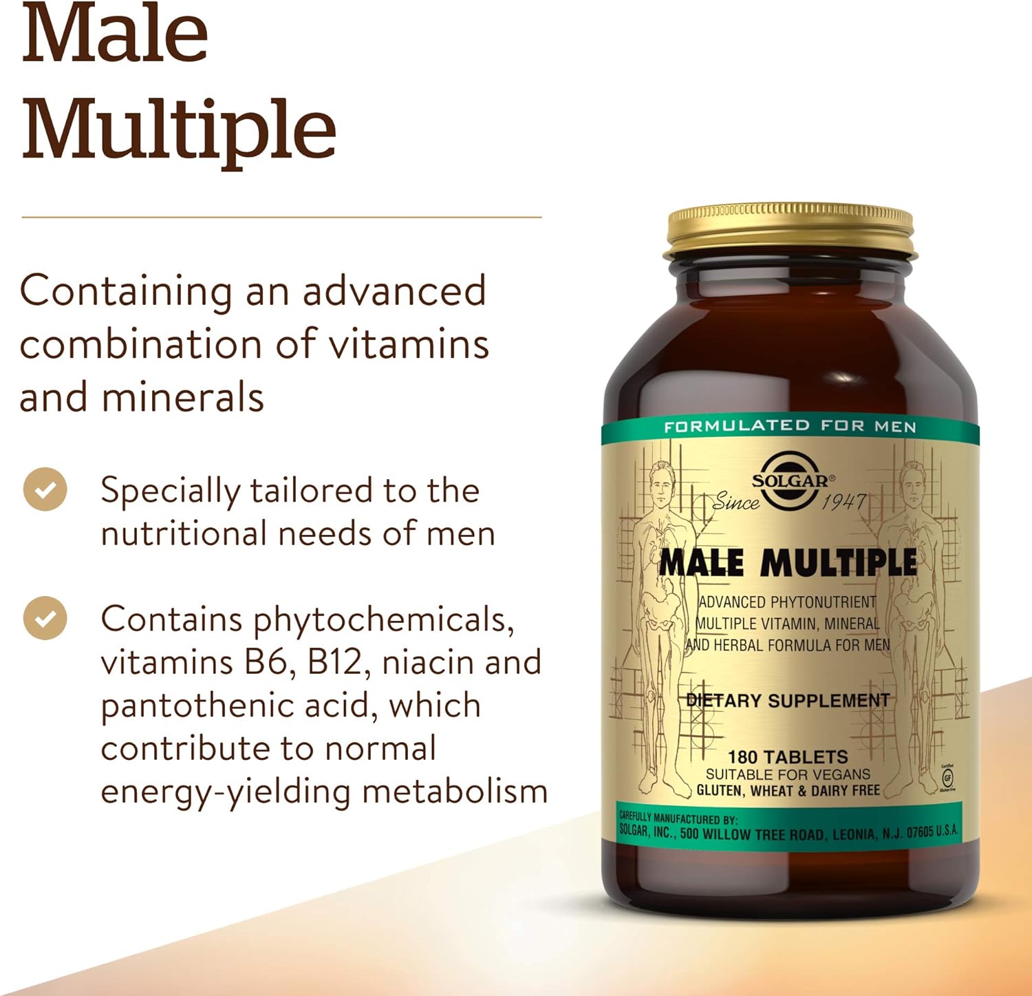 Solgar Male Multiple, 180 Tablets - Multivitamin, Mineral & Herbal For
