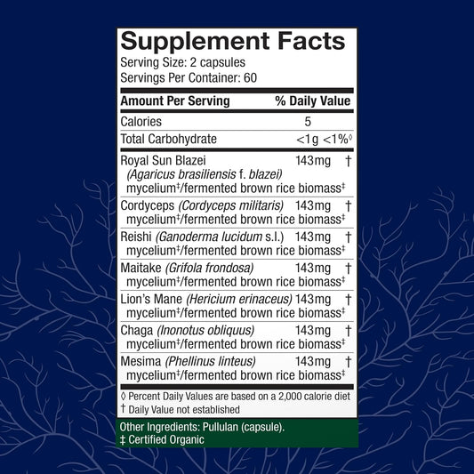 Host Defense Stamets 7-7 Species Blend - Mushroom Supplement For Immune Support - Includes Royal Sun Blazei, Cordyceps, Reishi, Maitake, Lion'S Mane, Chaga & Mesima - 120 Capsules (60 Servings)