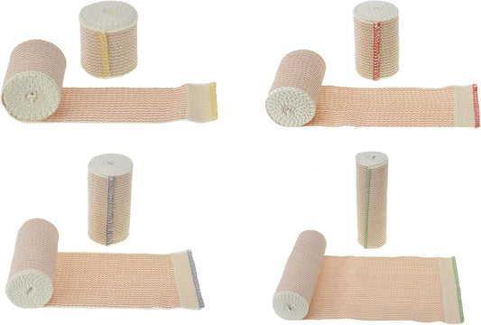 Dealmed Elastic Bandage Wraps With Self-Closure – 4 Roll Variety Pack, 5 Yards Stretched Compression Bandage Wraps, 1 Roll Each 2", 3", 4", And 6", Wound Care Product For First Aid Kit