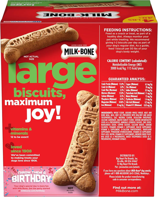Milk-Bone Original Dog Treats For Large Dogs, 4 Pound (Pack Of 2), Crunchy Biscuit Helps Clean Teeth