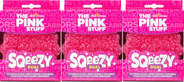 Stardrops – The Pink Stuff – Sqeezy Miracle Dual Sided Scrubber Sponge, Scratch Free Solution For Ultimate Home Cleaning - Perfect For Kitchens, Bathrooms, And Outdoor Use, 3-Pack