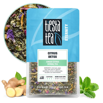 Tiesta Tea - Ginger Citrus Herbal Tea | Premium Loose Leaf Tea Blend | High Caffeinated Tea | Make Hot Or Iced Tea & Brews Up To 25 Cups | Made W/ Natural Ingredients - 1.2 Ounce Resealable Pouch