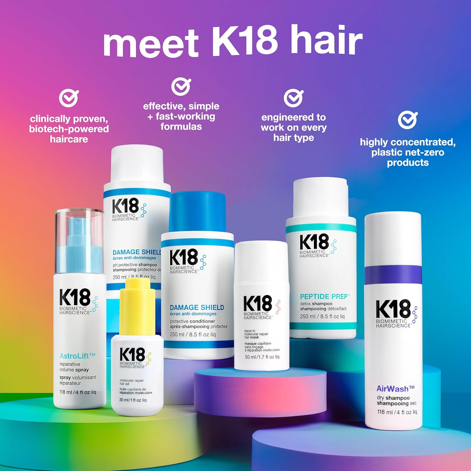 K18 Astrolift™ Reparative Volume Spray, 2-Day Hair Thickening + Hold For Thin, Fine, Fragile Hair, Non-Sticky, Non-Crunchy, Humidity-Resistant Volumizing Spray, 4 Fl Oz : Beauty & Personal Care
