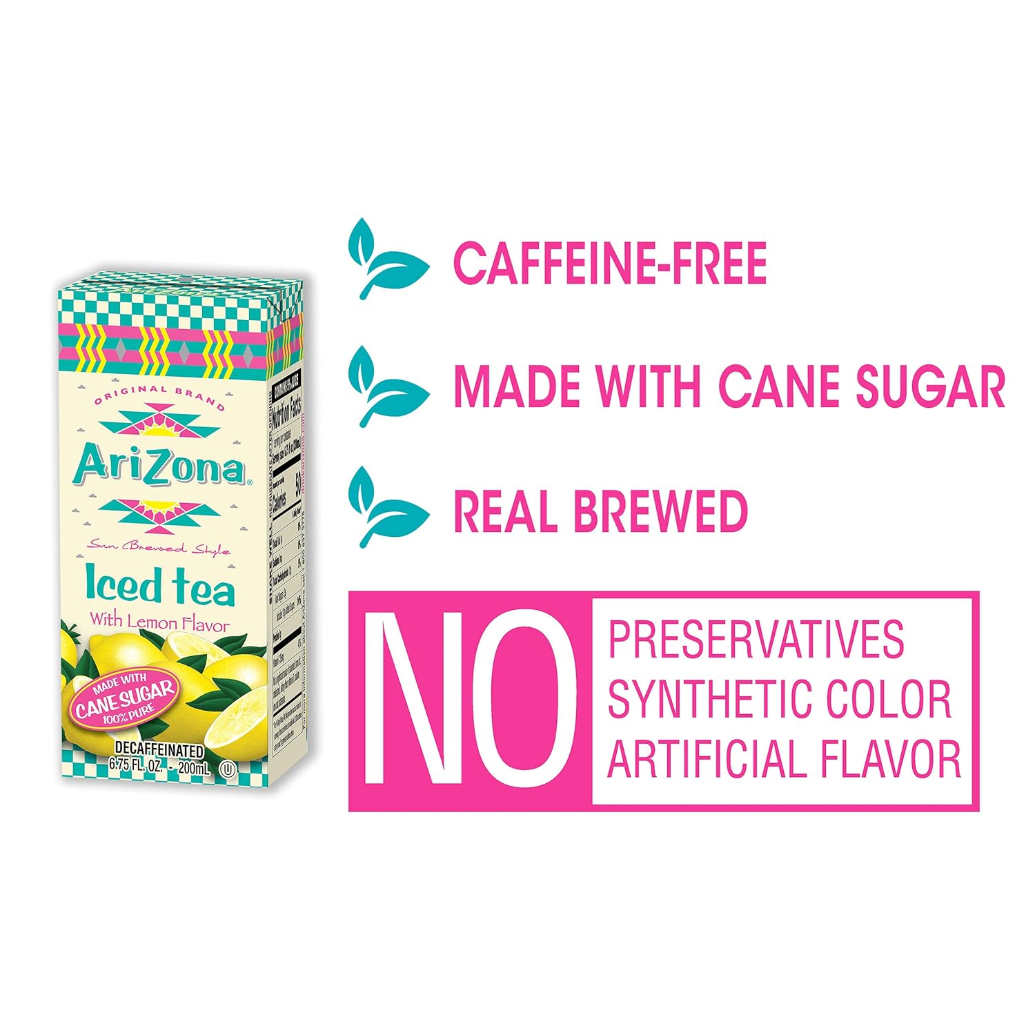 Arizona Decaffeinated Lemon Tea, 6.75 Fl Oz, Pack Of 32