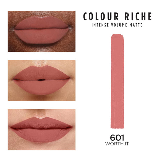 L’Oréal Paris Colour Riche Intense Volume Matte Lipstick, Lip Makeup Infused With Hyaluronic Acid For Up To 16Hr Wear, Worth It, 0.06 Oz