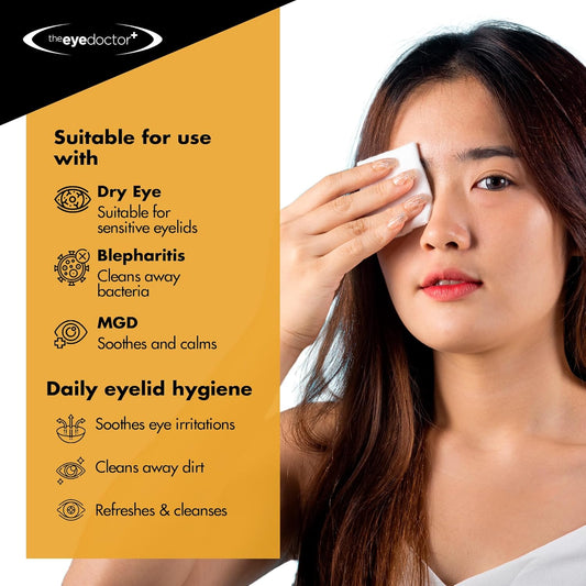 The Eye Doctor Eyelid Wipes X 200 - Suitable For Use With Blepharitis, Dry Eyes, Sensitive Eyes & Mgd - 200 X Biodegradable Eyelid Cleaning Wipes - Detergent And Preservative Free
