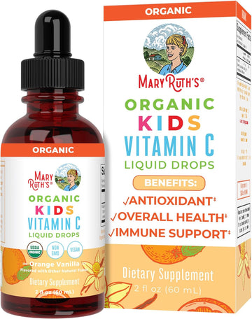 USDA Organic Kids Vitamin C Drops by MaryRuth?s | Vegan Vitamin C Immune Support Supplement for Ages 4-13 | Immune Support & Overall Health | Vitamin C from Organic Acerola Fruit Extract | 2oz