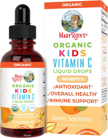 Maryruth Organics Usda Organic Kids Vitamin C Drops | Vegan Vitamin C Immune Support Supplement For Ages 4-13 | Immune Support & Overall Health | Vitamin C From Organic Acerola Fruit Extract | 2Oz