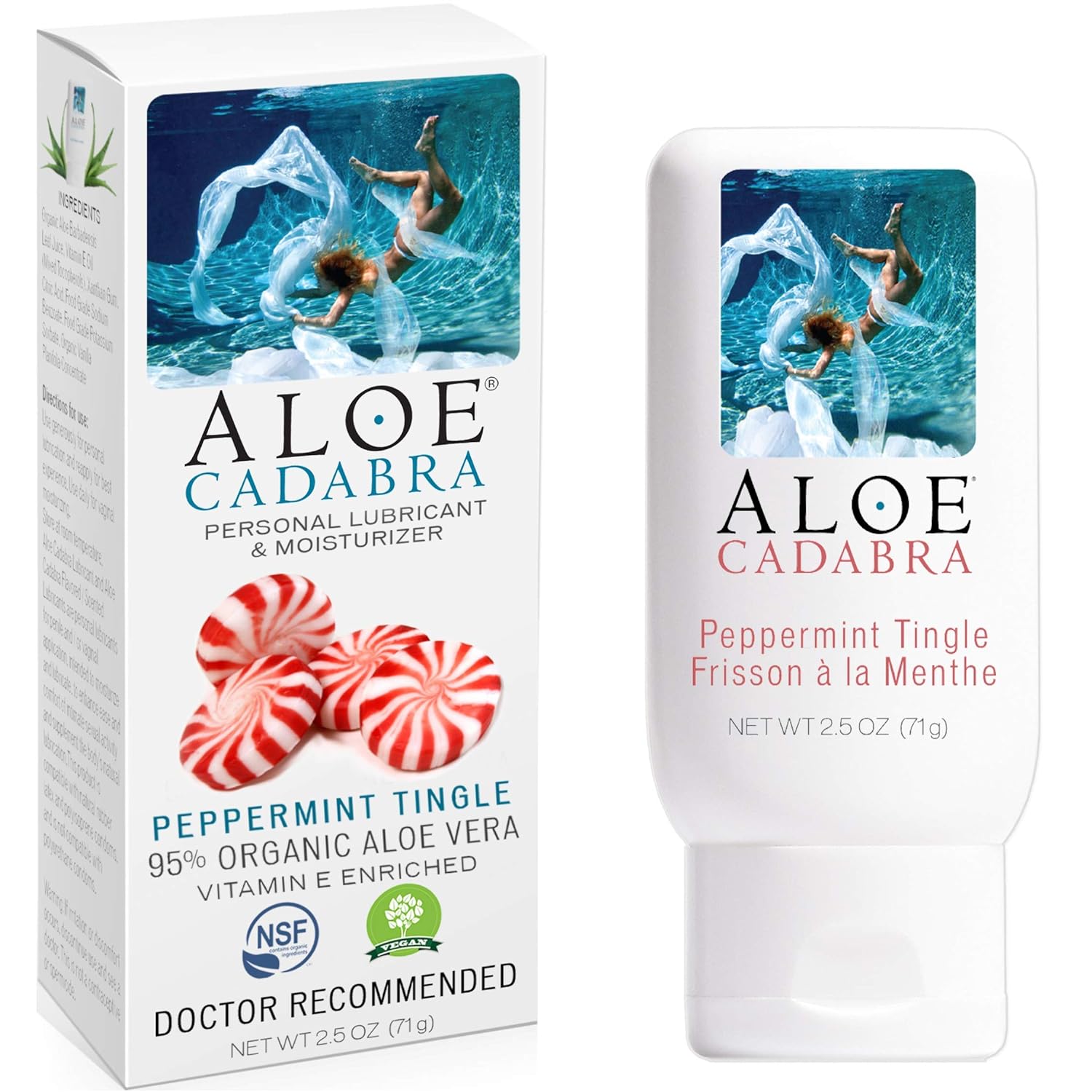 Aloe Cadabra Flavored Personal Lube, Best Water-Based Natural Lube for Her, Him & Couples, Peppermint, 2.5 oz (Pack of 2) : Health & Household