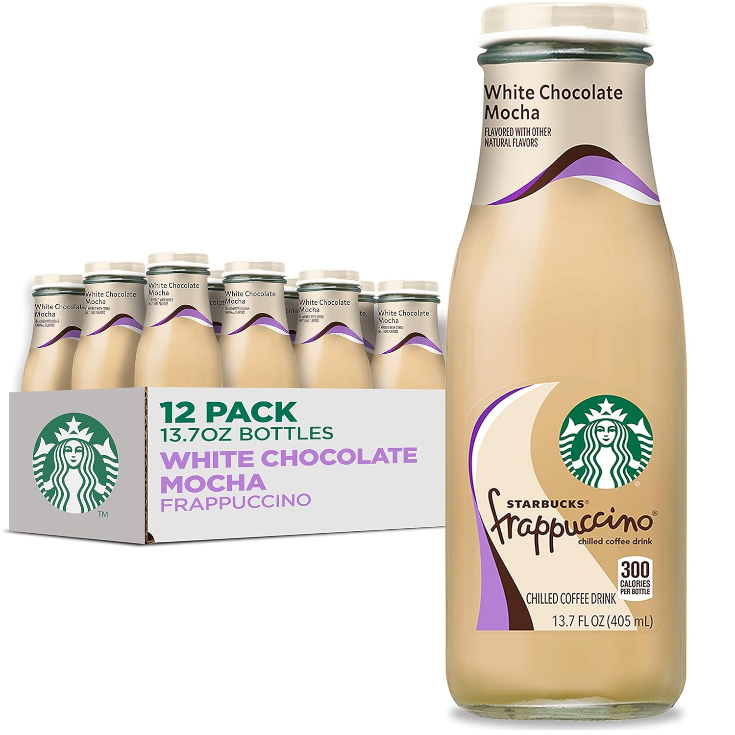 Starbucks Frappuccino Coffee Drink, White Chocolate Mocha 13.7 Fl Oz Bottles (12 Pack)