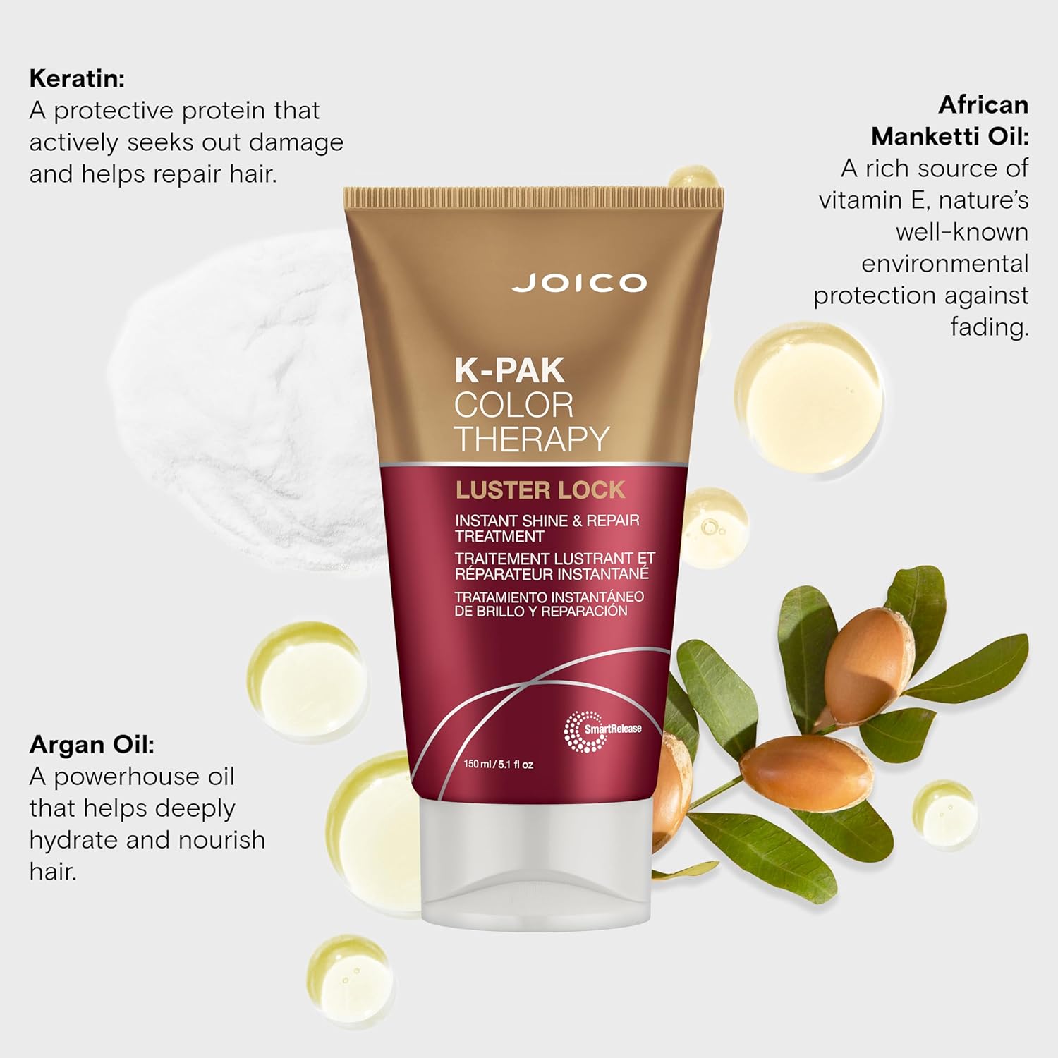 Joico K-Pak Color Therapy Luster Lock Instant Shine & Repair Treatment | For Color-Treated Hair | Boost Color Vibrancy | Repair Breakage | With Keratin & Argan Oil | 8.5 Fl Oz