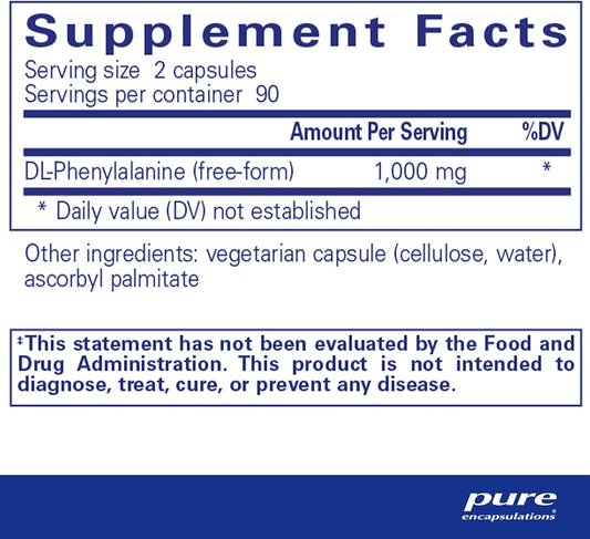 Pure Encapsulations Dl-Phenylalanine | Amino Acid Supplement For Memory And Focus, Joints, Muscles, And Cognitive Support* | 180 Capsules