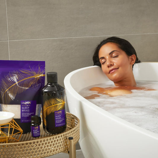 I Love Wellness Sleep Bath Salts, With Natural Essential Oils Of Lavender & Chamomile, Formulated With Mineral Rich Sea Salt, Made With Natural Extracts, Vegan-Friendly - 500G