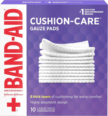 Band-Aid First Aid Large Gauze Pads, 4 X 4 Inch, 10 Count