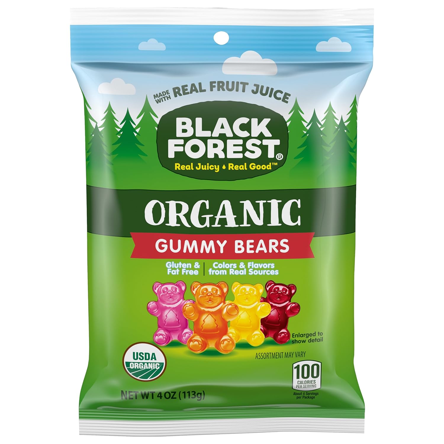 Black Forest Organic Gummy Bears Candy, 4 Ounce Bags (Pack Of 12)