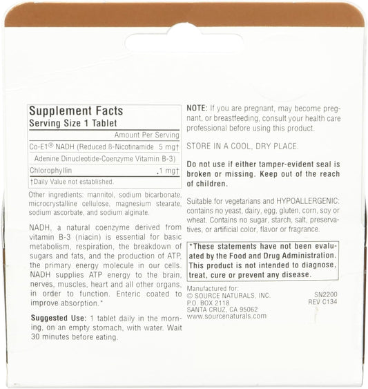 Source Naturals Nadh For Energy And Mental Alertness* - 90 Tablets