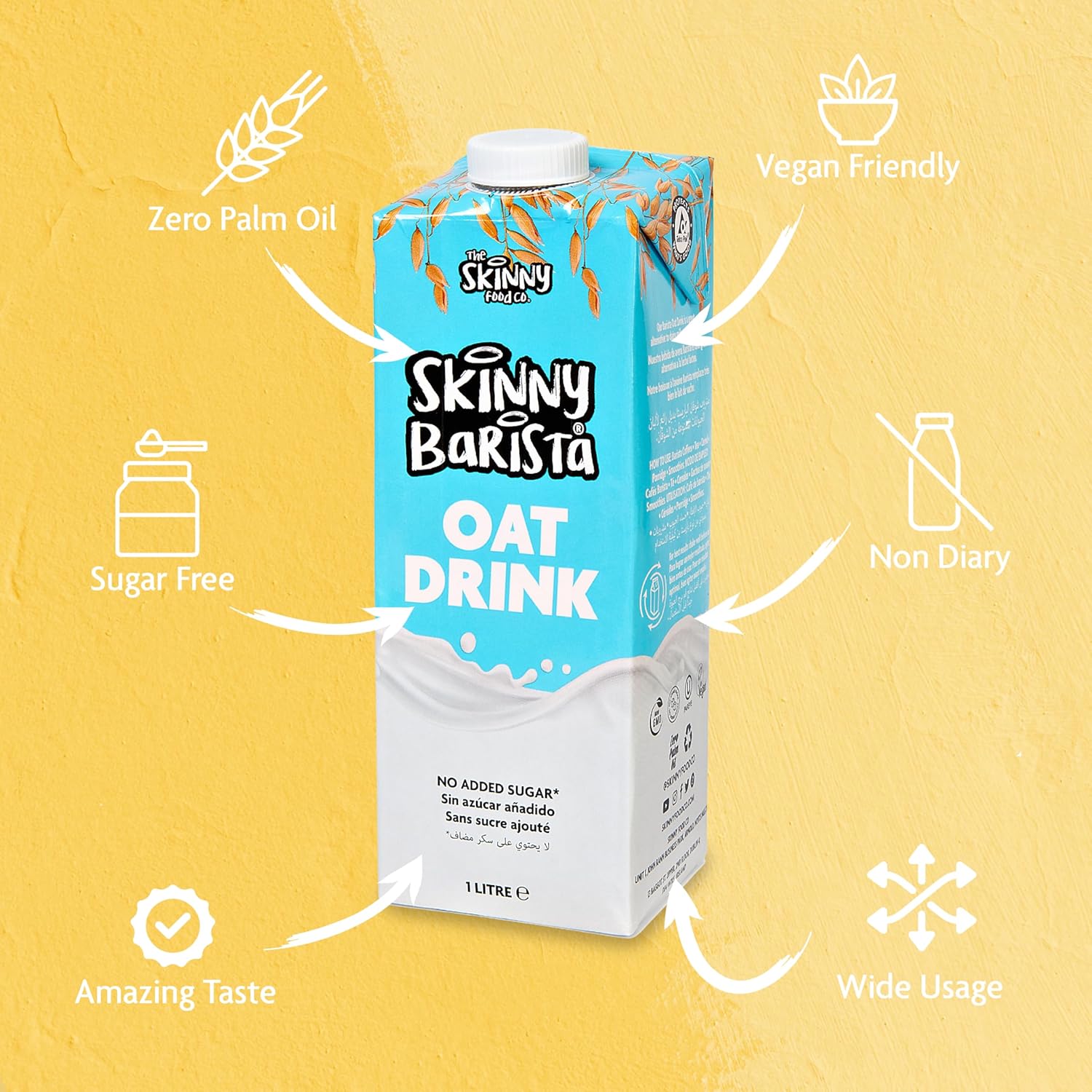 Skinny Food Co Barista Oat Milk Drink (6 x 1L) - Dairy-Free, No Added Sugar, Vegan-Friendly - Perfect for Coffee, Tea, Smoothies & Cereals - Rich Froth & Foam for Barista-Style Beverages - Gluten-Free : Amazon.co.uk: Grocery