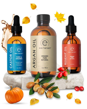 Eve Hansen 100% Pure Rosehip Oil, Castor Oil, And Argan Oil – Hydrate, Strengthen, And Revitalize Skin & Hair – For All Skin And Hair Types