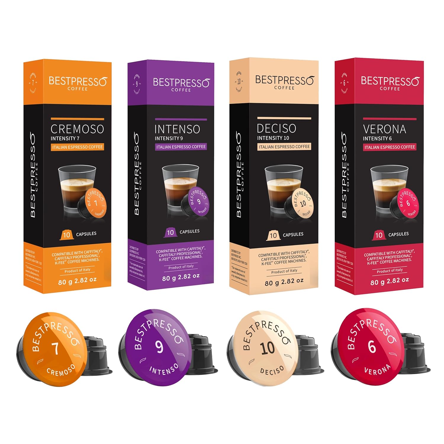Bestpresso Coffee Capsules Compatible With Starbucks Verismo, Caffitaly, Cbtl, K-Fee Systems 80 Pods (Variety Pack)