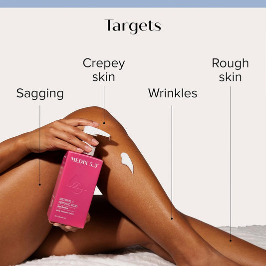 Medix 5.5 Retinol Body Lotion + Argan Oil Cream 2Pc Skin Care Set Body & Face Moisturizer | Firming Body Lotion Bundle Reduces Look Of Wrinkles, Cellulite, Crepey Skin, & Uneven Skin Tone, 2Pc