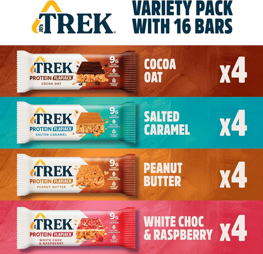 Jb'S Trek High Protein Flapjack White Chocolate Raspberry - Gluten Free - Plant Based - Vegan Snack - 50G X 16 Bars