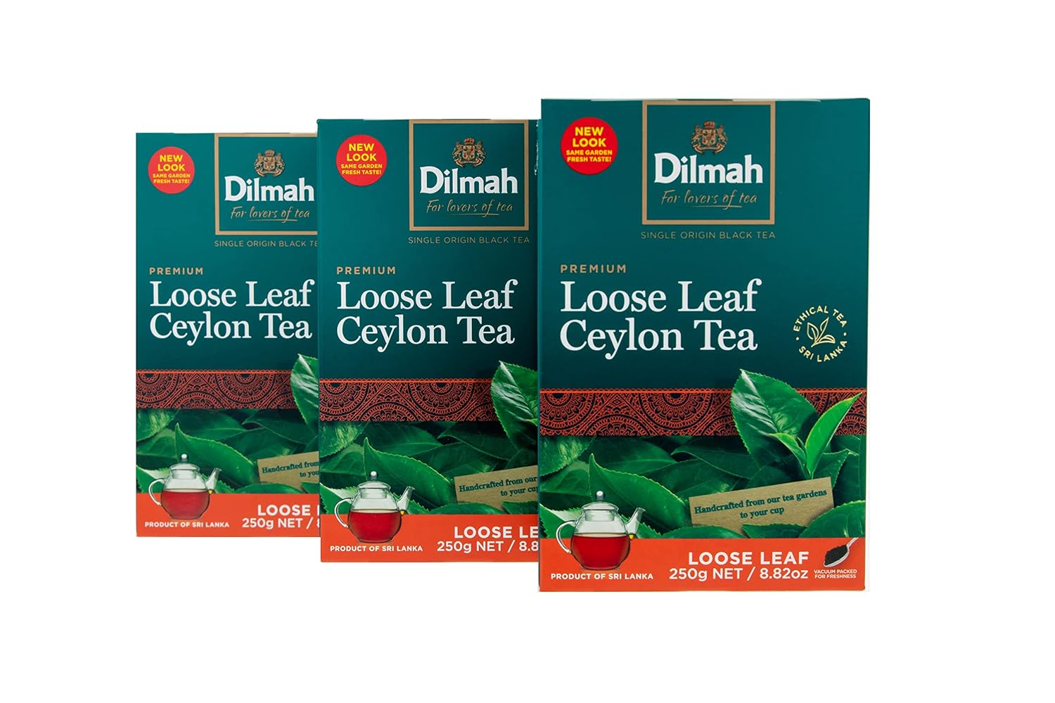 Dilmah Premium Ceylon Black Tea - Loose Leaf Tea (250G) - Pack Of 3 (Total 750G)-Strong And Aromatic For Everyday Drinking-Unblended Single Origin Teas Packed At Source