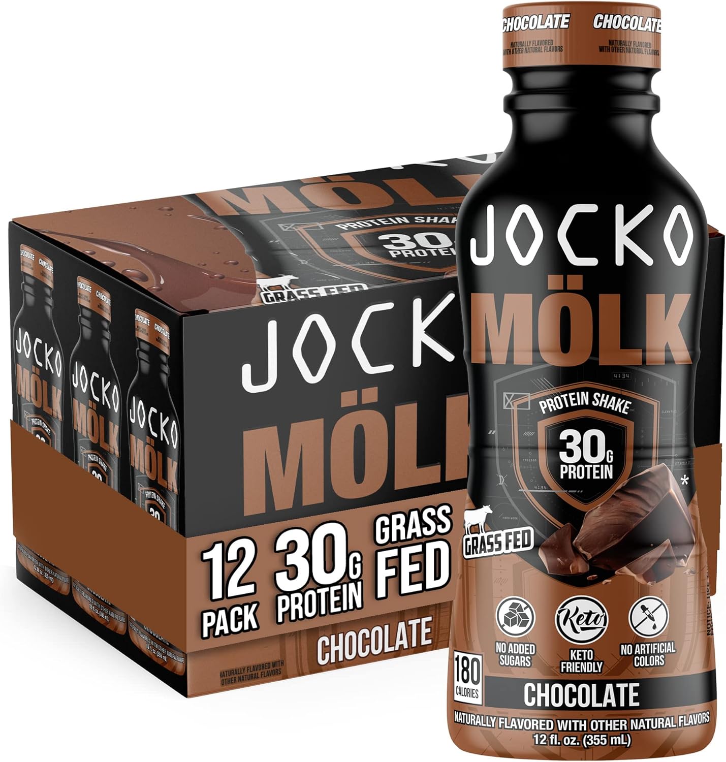 Jocko Fuel 2 Pack Bundle - Chocolate MOLK Protein Powder & RTD Protein Shake : Health & Household