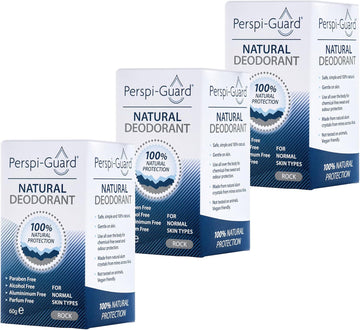 Perspi-Guard 100% Natural Deodorant For Men & Women, Vegan, Aluminium Free Deodorant Made From Tawas Crystals To Prevent Sweat & Odour, 60 G, 3-Pack
