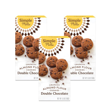 Simple Mills Almond Flour Crunchy Cookies, Double Chocolate Chip - Gluten Free, Vegan, Healthy Snacks, Made with Organic Coconut Oil, 5.5 Ounce (Pack of 3)