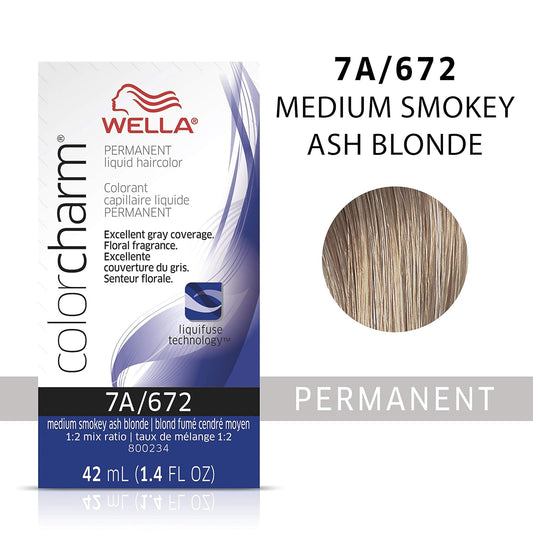 Wella Professionals Invigo Brilliance Color Protection Shampoo & Conditioner, For Fine Hair + Wella Colorcharm Permanent Liquid Hair Color For Gray Coverage, 7A Med Smokey Ash Blonde