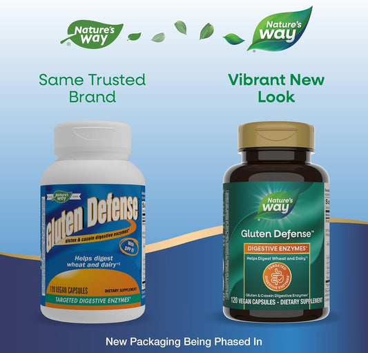 Nature'S Way Gluten Defense Digestive Enzymes*, Helps Digest Wheat And Dairy**, Gluten And Casein Digestive Enzymes*, 120 Vegan Capsules (Packaging May Vary)